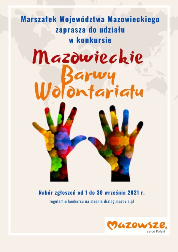 Plakat Konkurs Mazowieckie Barwy Wolontariatu