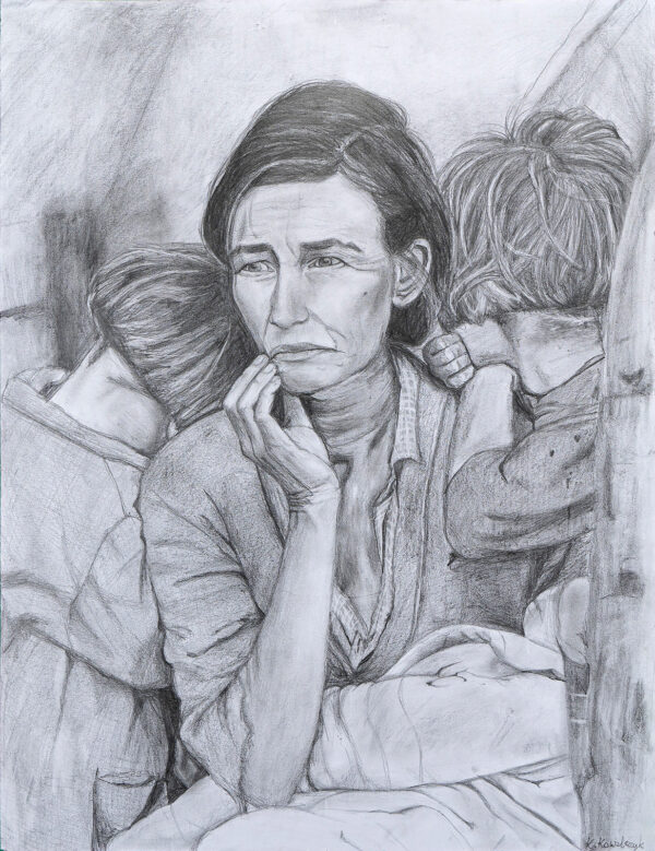 Kinga Kowalczyk „Migrant Mother” - rysunkowa kopia fotografii wykonanej przez Dorothea Lange Taylor